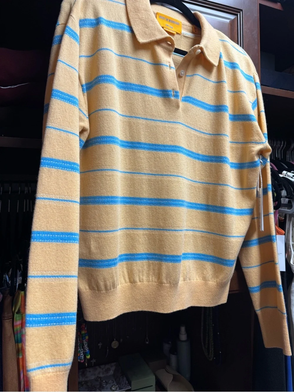 NWT Guest In Residence Collegiate Stripe Cashmere Sweater -Sorbet Combo -Medium